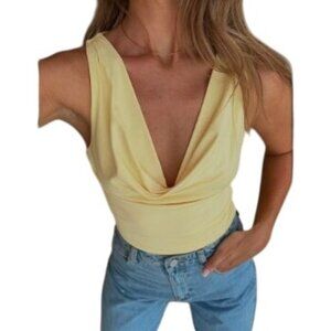 NWT Beginning Boutique Women's Size 8 Tyrin Yellow Crop Top Sleeveless